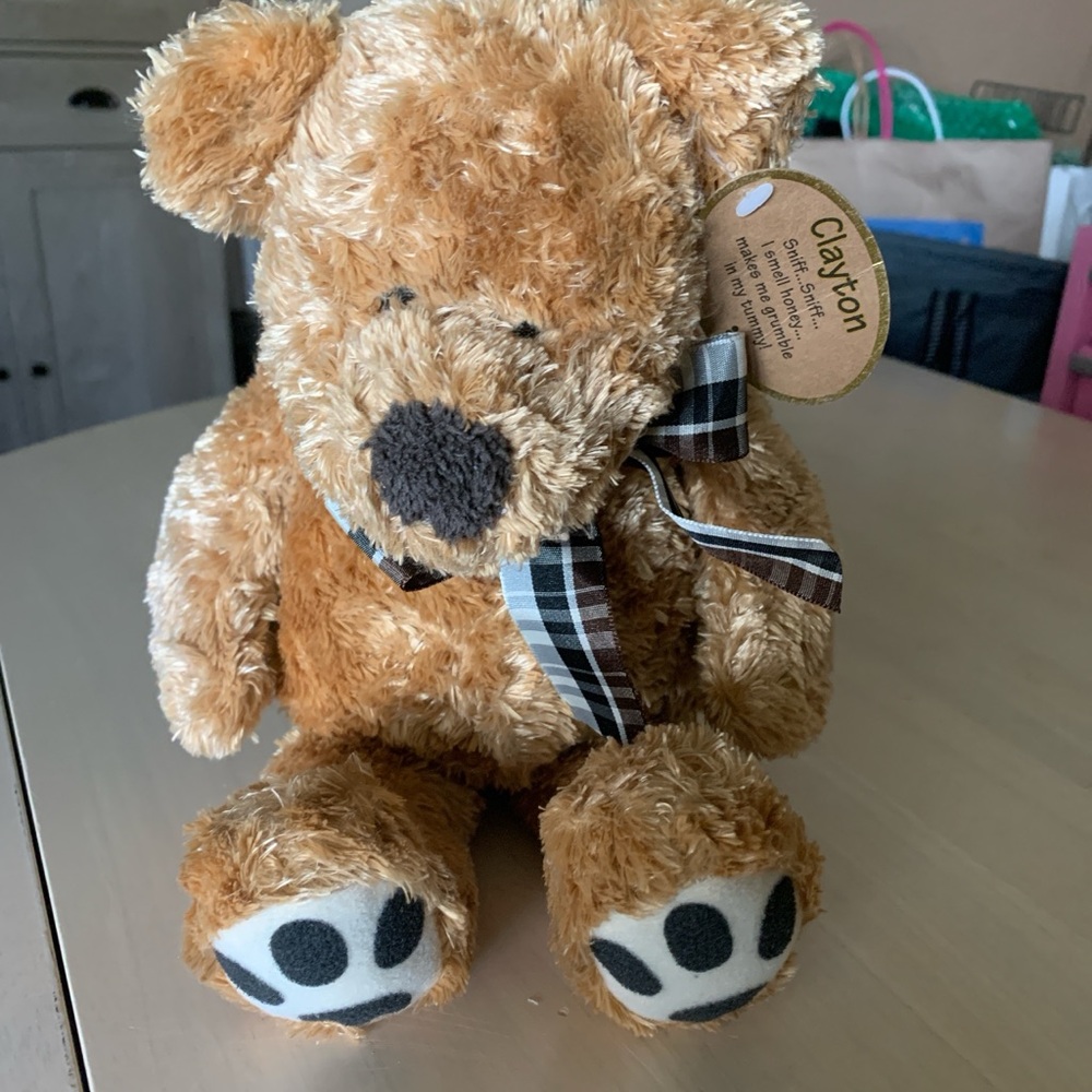 Clayton Brown Stuffed Bear with Bow